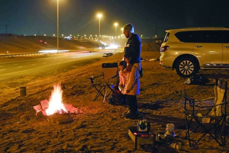 Camping along Sheikh Mohammed Bin Zayed Road