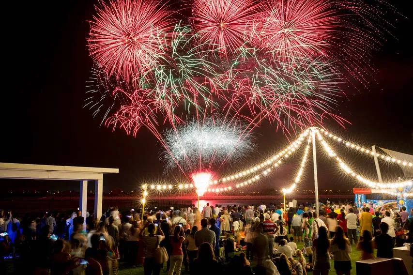 Ras Al Khaimah's New Year Fireworks in a camp tent with International DJ's