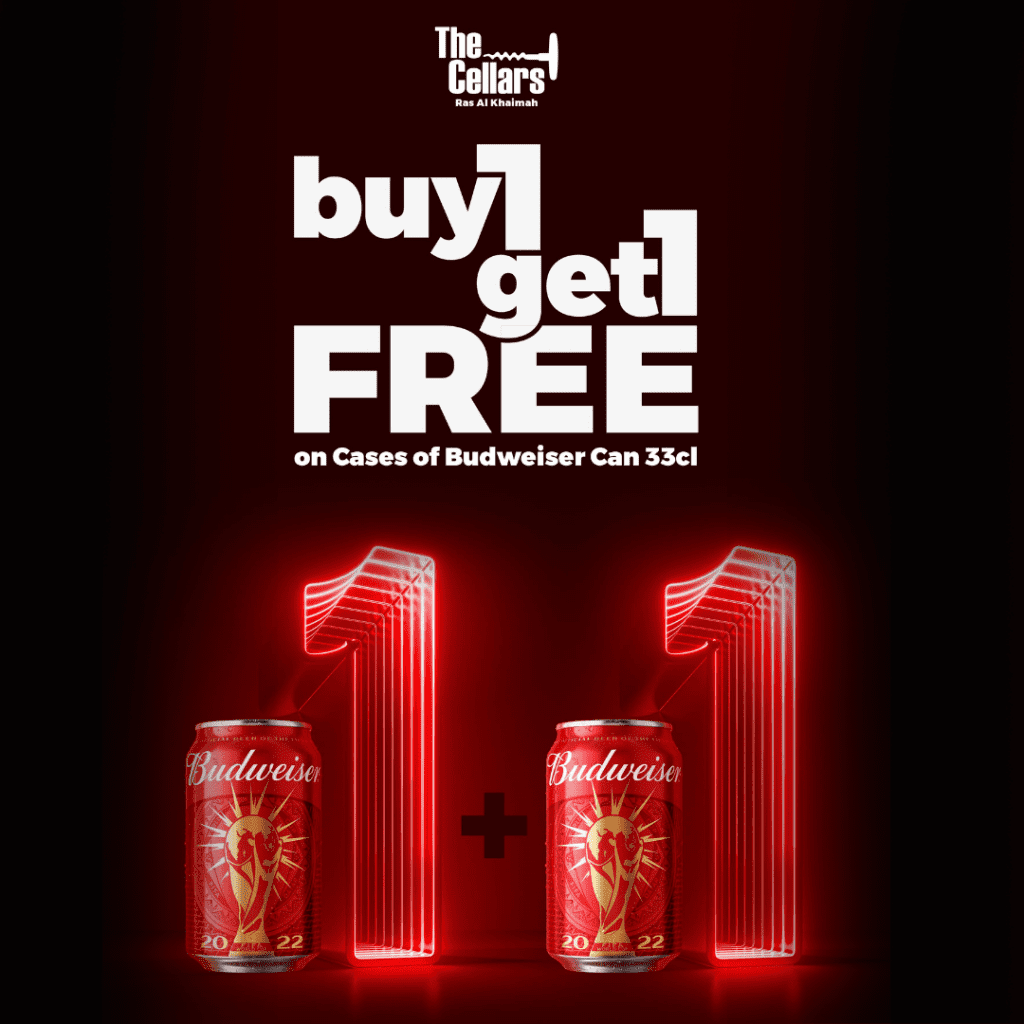 Budweiser offer – Buy 1 Take 1 on can cases – every weekend (Friday -Sunday)
Get 10% discount when you visit the shop wearing your favourite team’s jersey
Win an iPhone 14 when you sign up