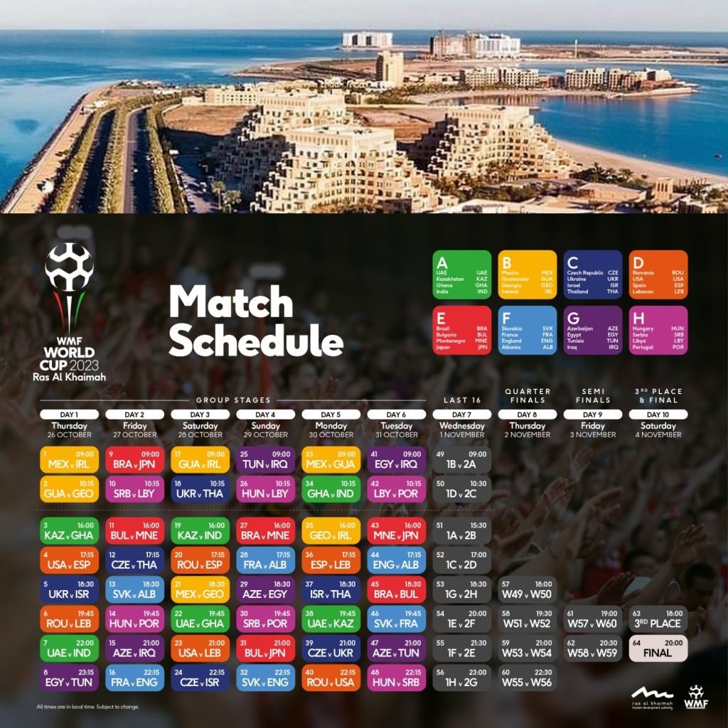 The 2023 Wmf Minifootball World Cup Schedule Ras Al Khaimah