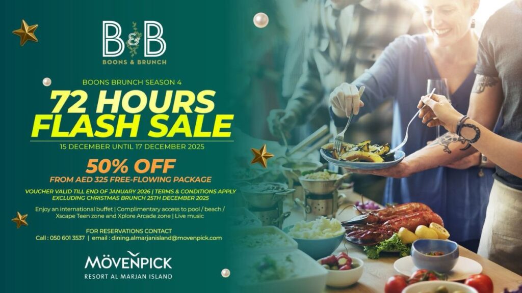 72-Hour Brunch Flash Sale at Boons Brasseries and Bar, Mövenpick Resort Al Marjan Island