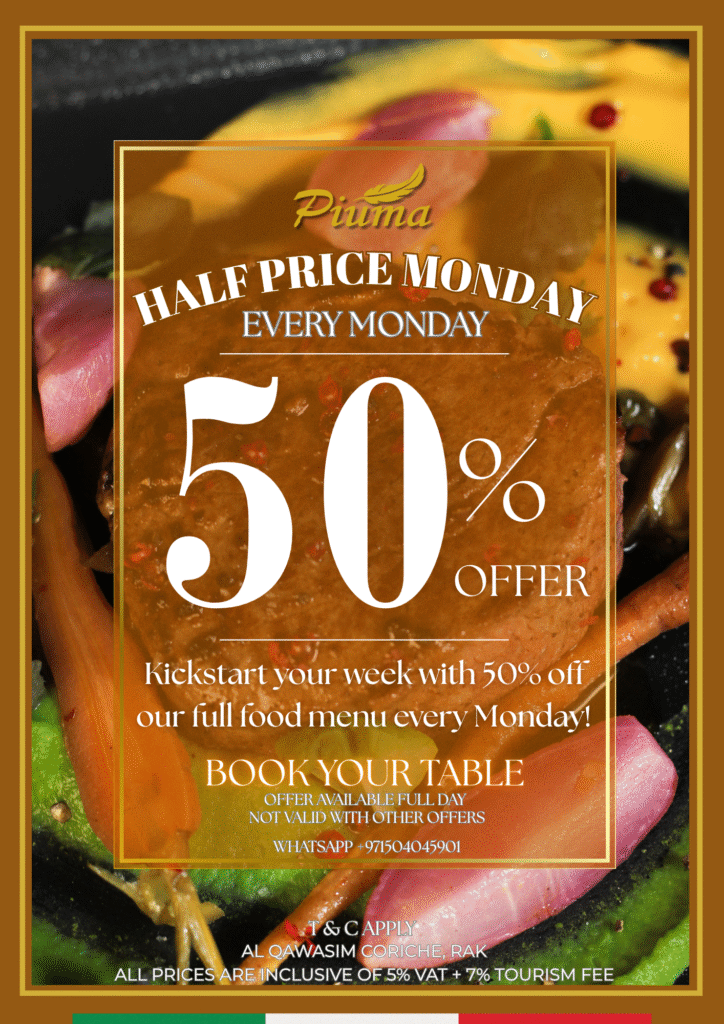 HALF PRICE MONDAY at Piuma