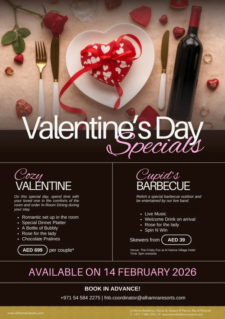 Valentine’s Vibes at Al Hamra Village Hotel